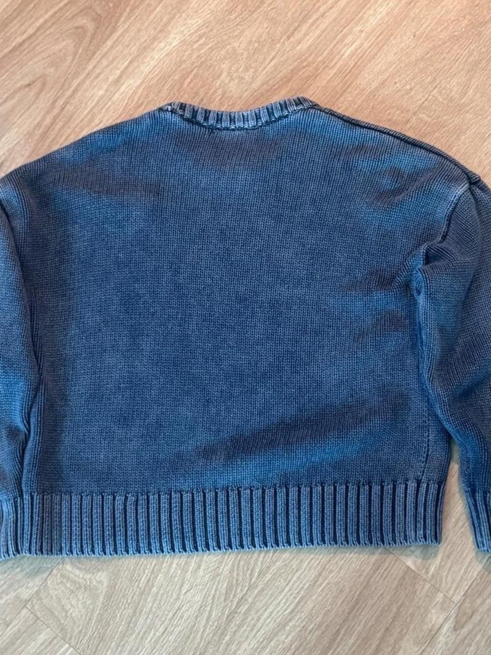 GAP | 100% COTTON RELAXED SWEATER in Navy Blue Acid Wash | M SMALL - Picture 4 of 5